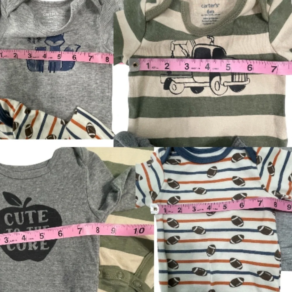 Carter's Green, Gray, and Blue Bodysuits Onsies Set of 4